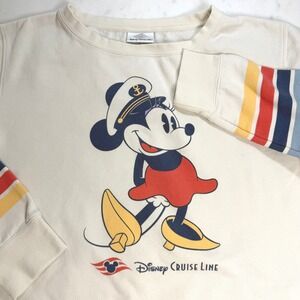 Disney Cruise Line Minnie Mouse Captain Sweatshirt Cream XL Retro DCL